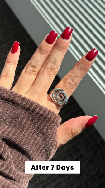 Allure designer Briana Rengifo 7 days after applying Chillhouse Forever Wear Nail Polish