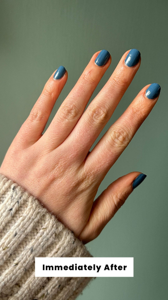 Allure contributor Kara McGrath immediately after applying the Essie Gel Couture Nail Polish